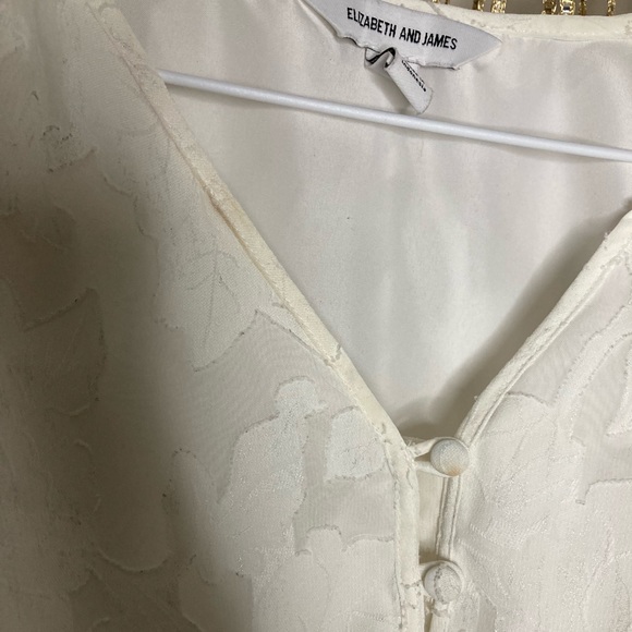 Cream floral peplum top with puffed sheer long sleeves and buttons - Picture 5 of 5